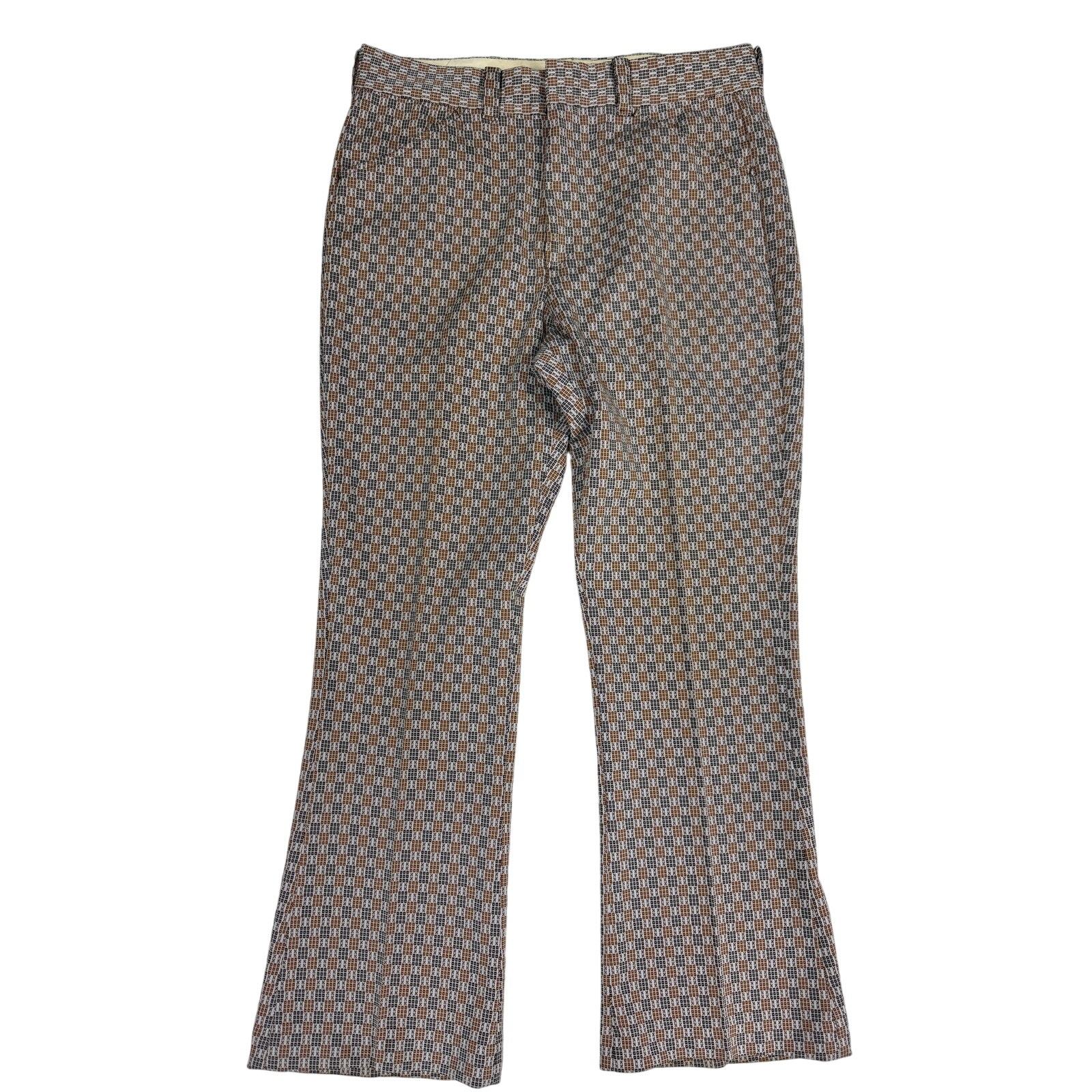 VTG 70s Wards Mens Bell Bottom Polyester Slacks Pants 35x30 Leisure Disco - $87.12