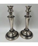 Rare Pair GM Co. England Silver Plate Antique Candlesticks 10”