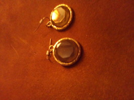 Gold and Tan Plastic Gem Earrings - $7.00