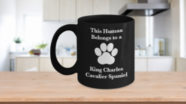 King Charles Cavalier Spaniel Mug Black Coffee Cup English Dog Mom Fur Dad Human - £17.33 GBP+