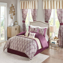 KING Madison Park Plum Luciana 7-piece Comforter Set with Coordinating Pillows - £239.80 GBP