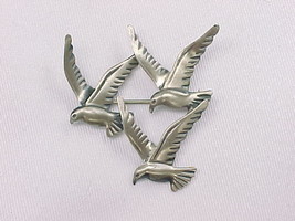 THREE BIRD Vintage BROOCH Pin - BEAU STERLING - £55.36 GBP