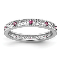 Silver Stackable Expressions Rhodolite Garnet Ring QSK1487 - £49.57 GBP+