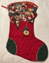 Vintage Cranston Handcrafted Jumbo Stocking Night Before Christmas 17x32 Quilted - $32.26