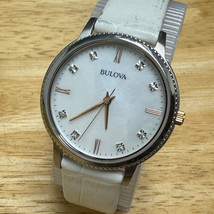 Bulova Quartz Watch 98P171 Women Silver Steel MOP Diamonds Analog New Battery - £53.14 GBP