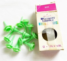 Vintage Hallmark 12 Mint Green Birthday Flower Candle Holders w Box Hong... - $127.12 MXN
