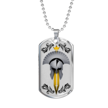 Spartan Roman Gladiator Stainless Steel or 18k Gold Dog Tag Necklace 24&quot; Ball C - £37.92 GBP+