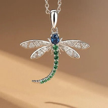 2.50Ct Oval Cut Simulated Blue Sapphire Dragonfly Pendant 14k White Gold Plated - £58.22 GBP