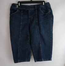 ANA Women&#39;s Dark Wash Denim Bermuda Jean Shorts Size 12 Inseam 16&quot; - £12.95 GBP