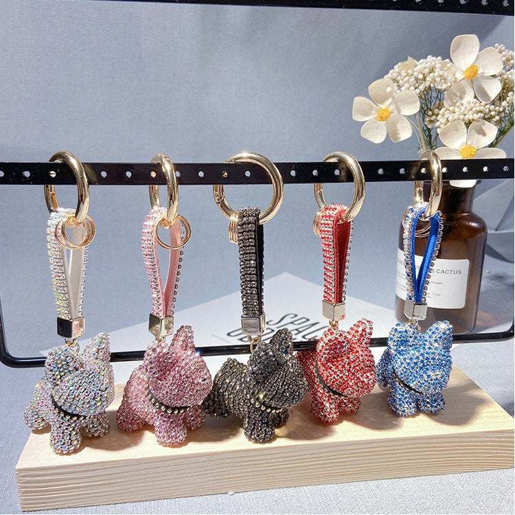 Bling crystal French Bulldog accessories, Luxury Rhinestone pendant Key ... - $32.30