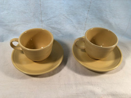 2 Fiesta Yellow Tea ir Coffee Cups &amp; Saucers HLC Mint USA - £15.68 GBP