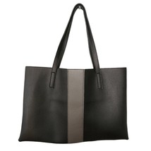 Vince Camuto Luck Tote Vegan Pebbled Leather Carryall Bag Purse Black Grey - £20.83 GBP