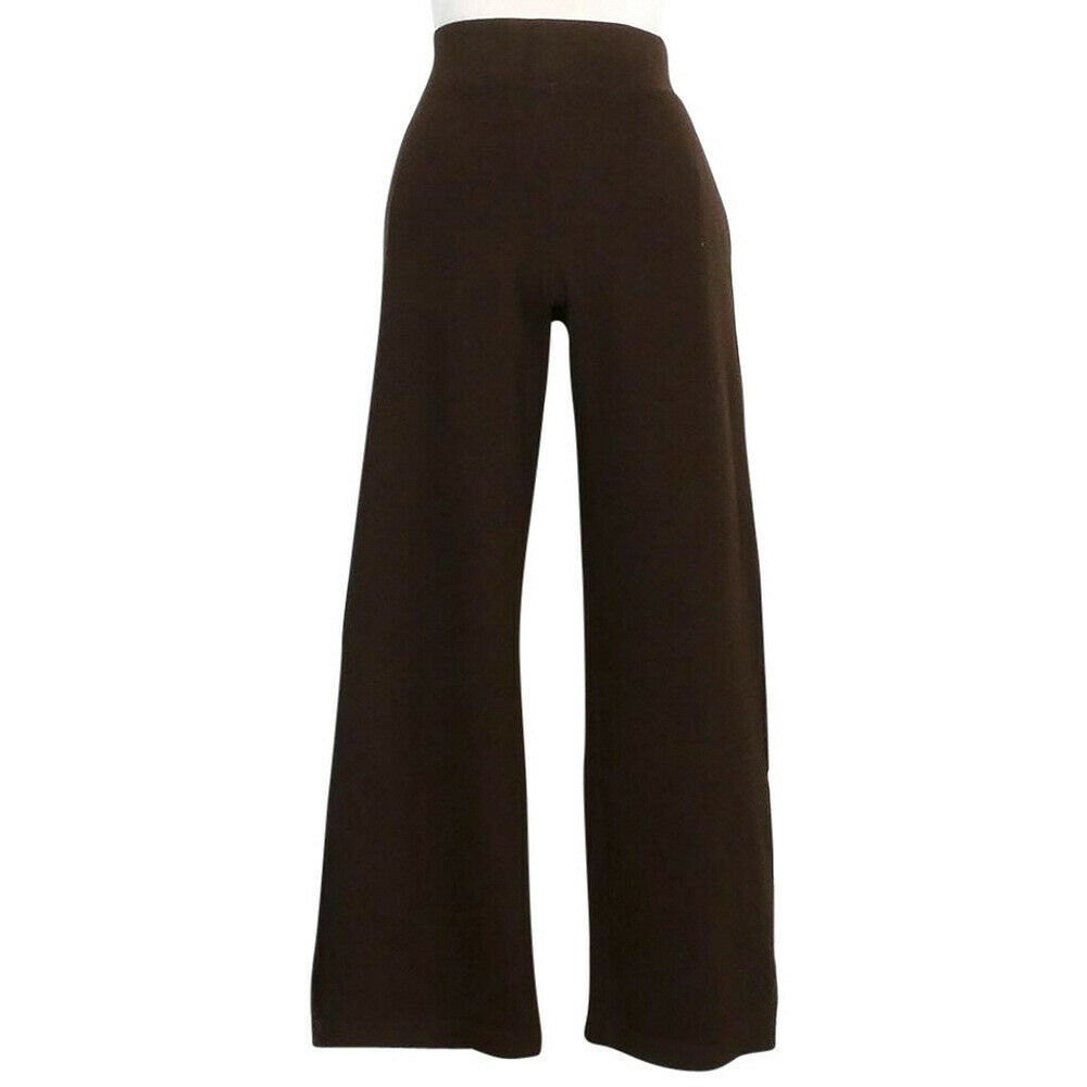RALPH LAUREN Brown Cotton Rib Knit Velour Accent Stripe Straight Pants PL - $49.99