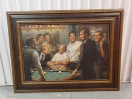 Callin The Blue Framed Art Print By Andy Thomas US Presidents Playing Pool w COA - £351.85 GBP