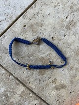 Juicy Couture blue woven bracelet heart rhinestones adjustable 7" around - $24.26