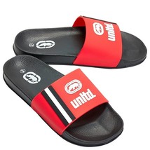 Nwt Ecko Unltd. Msrp $36.99 Men&#39;s 3D Logo Red Black Slip On Slides Sandals 12 13 - £14.11 GBP