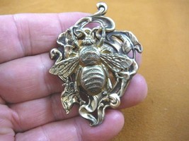 (b-bee-151) large Bee bumble bees insect Calla Lily flower brass pin pendant - £15.50 GBP