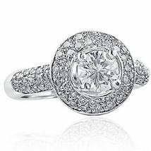 1.46 TCW Round Cut Diamond Engagement Halo Ring 14k White Gold - £2,164.32 GBP