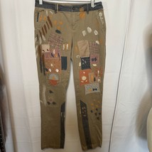 Pilcro Hyphen Collab Patchwork Painted Chinos Pants Women’s Sz 28 Anthro... - $3,276.27 MXN