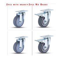 4 x Heavy Duty 75mm Rubber Swivel Castor Wheels with Brake Trolley Furni... - $25.92