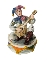 Lefton Music Box Happy Wanderer Yamada Original Jester Clown Figurine Circus Geo - £58.40 GBP