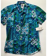 Mens Kennington California Shirt Sz M Button Up Short Sleeve Pattern Blue - £18.63 GBP