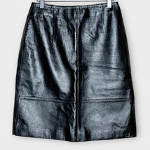 SUSAN BRISTOL Black 100% Leather Knee Length Skirt Size 8 Petite - £37.89 GBP