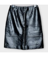 SUSAN BRISTOL Black 100% Leather Knee Length Skirt Size 8 Petite - £37.75 GBP