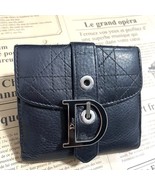 Christian Dior Cannage Leather Bifold Wallet Compact Purse Black Trotter... - $246.17 CAD