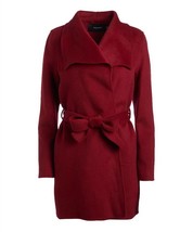 T Tahari women large collar belted wool blend coat jacket in Deep Red - $136.00