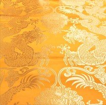 Double Dragon Jacquard Rayon Fabric 38&quot; x 29&quot; Gold - $273.10 MXN