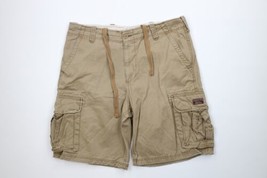 Vtg Aeropostale Mens 38 Faded Heavyweight Baggy Fit Cargo Shorts Beige Cotton - £39.38 GBP