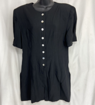 Vintage John Roberts Size 13/14 Black Rayon-Acetate Blend Women&#39;s Dress USA - £11.25 GBP