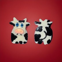 Vintage Cute Cow Enamel Earrings Or Pins - £5.82 GBP