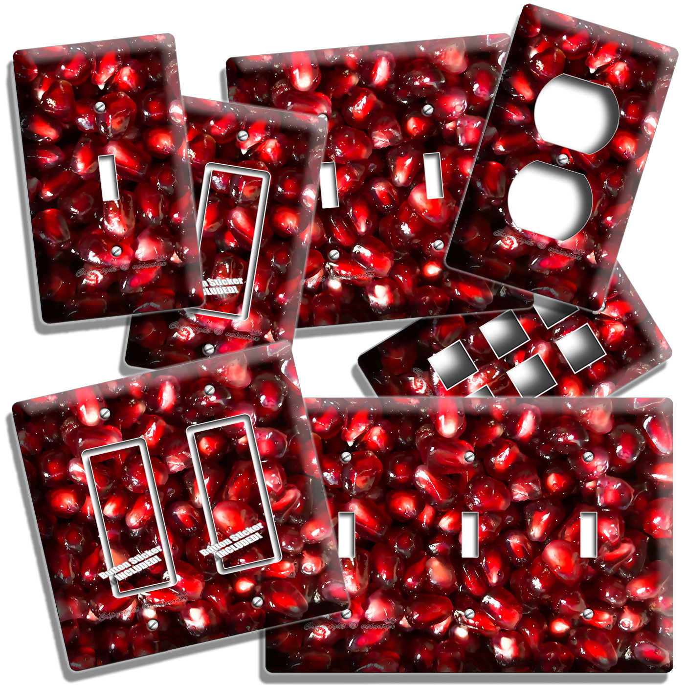 SWEET RED POMEGRANATE SEEDS LIGHT SWITCH OUTLET PLATES KITCHEN DINING ROOM DECOR