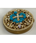 Vintage Sam Fink S.F. Co Fifth Ave Pressed Powder Compact Jewel Encruste... - €60,75 EUR