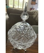 Vintage Cut Glass Crystal Candy Dish With Footed Base And Star Of David ... - £22.19 GBP