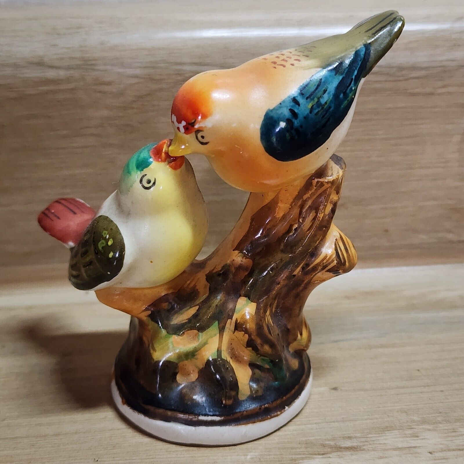 Vintage Birds on Tree Branch Figurine Ceramic Mom &amp; Bay Occupied Japan 3... - $8.99