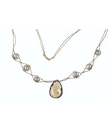 Estate 14k Natural Pearls, Diamond, and Smoky quartz double strand necklace - $1,231.81