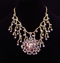 Exotic bib necklace / Rhinestone necklace / medieval theme/ Fit for a Queen  - £100.22 GBP