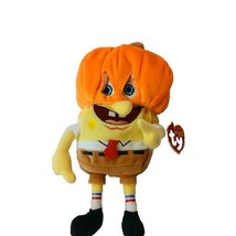 Vintage TY SpongeBob Pumpkin Mask Pumpkin Head with Tags Plush 9in 2004 - £9.70 GBP