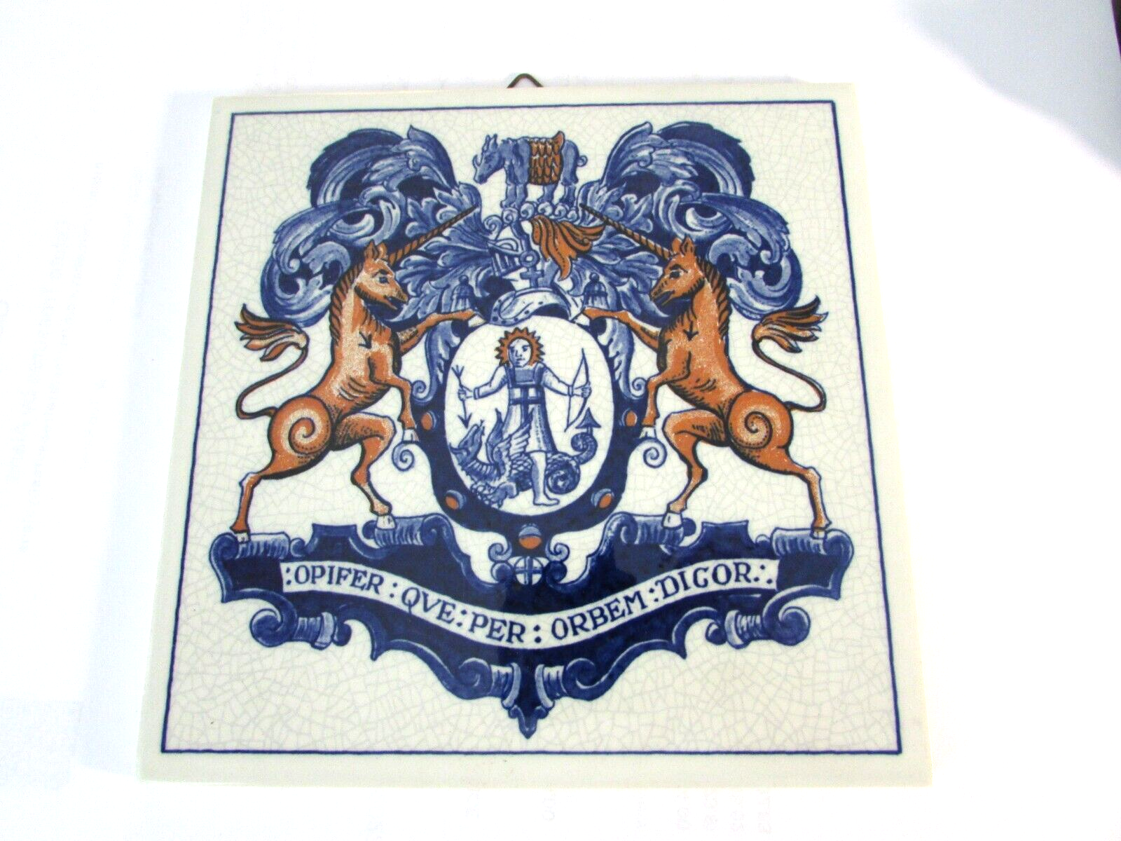 DELFT HOLLAND PILL TILE APOTHECARY ARMS OF SOCIETY BURROUGHS WELLCOME CO - $9.85
