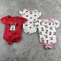 Disney Baby 6-9M Month Onesy Set of 3 Minnie Mouse Girls Pink Red - £8.32 GBP