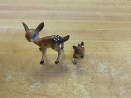 Vintage Deer Bambi Fawn Small Figurine Plastic Hong Kong 1.75&quot; Tall Blue Eyes - £9.41 GBP