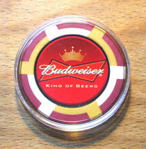 Budweiser Beer POKER CHIP Golf Ball Marker - Red &amp; White - $7.95