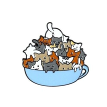 Coffee and Cats Lapel Pin ~ Coffee Cup of Cats Pin Cute Funny ~ Cat Mom ~ - $9.97