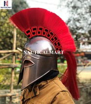 Medieval Greek Corinthian Helmet Red Plume Armour Knight Spartan - £155.84 GBP