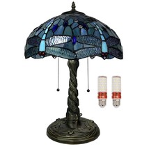 Tiffany Style Table Lamp Dragonfly Style Stained Glass Bedside Lamp Antique Luxu - £159.07 GBP