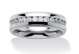 Mens Round Cz Eternity Ring Band Stainless Steel 8-16 - £160.84 GBP
