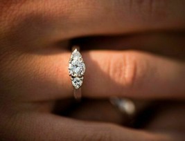 Womens 0.70 Ct Round-Cut Diamond 3-Stone Engagement Ring 14k White Gold Over - £60.18 GBP